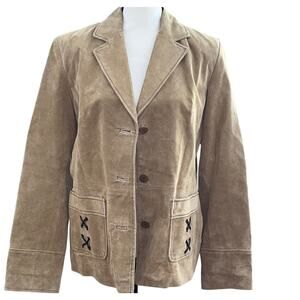 Colebrook Women Vintage Leather Suede Western Jacket Size Medium Tan